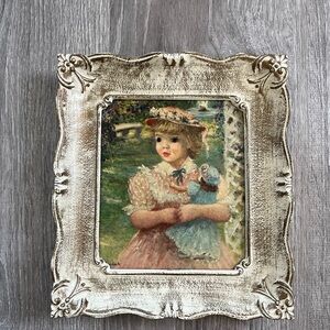 Vintage Style Framed Girl with Doll Art